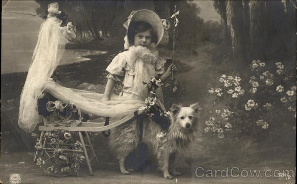 Girl with Decorated Cart Dogs
