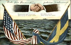 Swedish & American Flags Postcard