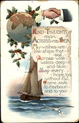 Kind Thoughts From Across The Sea Boats, Ships Postcard Postcard