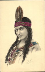 Indian Maiden Native Americana Postcard Postcard