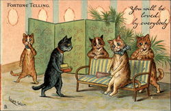 Fortune Telling Cats Louis Wain Postcard Postcard