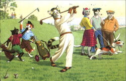 Golfing Cats Postcard Postcard