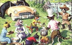 Camping Cats Postcard Postcard