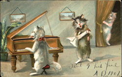 Piano, Singing Cats Postcard Postcard