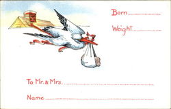 Stork - Baby Announcement Babies Postcard Postcard