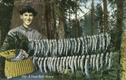 A True Fish Story Fishing Postcard Postcard