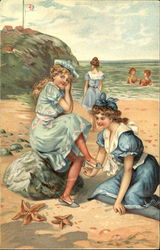 Girls on the Beach Postcard