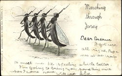 Marching Through Jersey Military Postcard Postcard