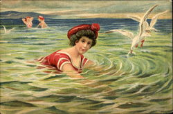 Bathing Girls Swimsuits & Pinup Postcard Postcard