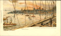 A Glimpse Of Lower New York From The Bridge Postcard