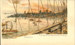 A Glimpse Of Lower New York From The Bridge Postcard