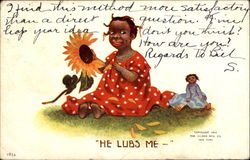 He Lubs Me Black Americana Postcard Postcard