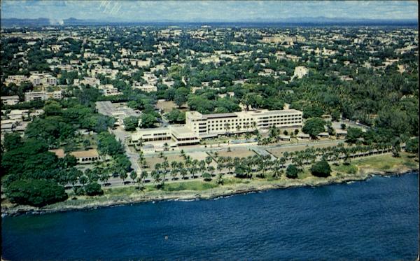 Aerial View Of The Caribbean Sea And Jaragua Hotel Santo Domingo Dominican Republic