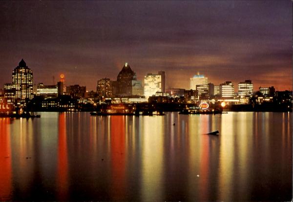 Vancouver Skyline At Night As Seen From Stanley Park BC Canada