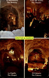 Four Views Of The Interior Of The Garcia Caves Postcard