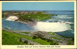 Canadian Falls And Distant American Falls From Canada Postcard