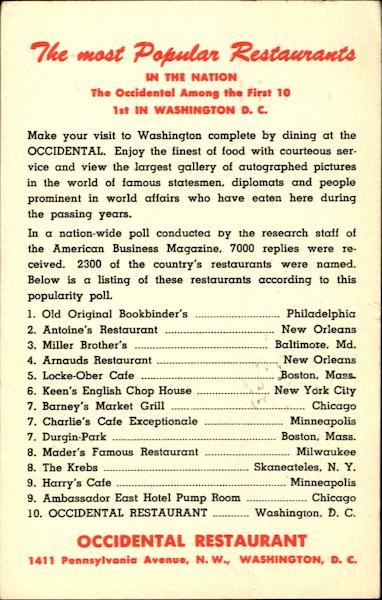The Most Popular Restaurants Washington District of Columbia