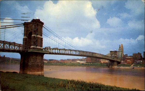 Suspension Bridge Over Ohio River Cincinnati