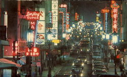 San Francisco's Chinatown At Night Postcard
