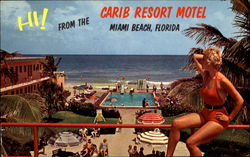 Hi! From The Carib Resort Motel, 189th St. Postcard