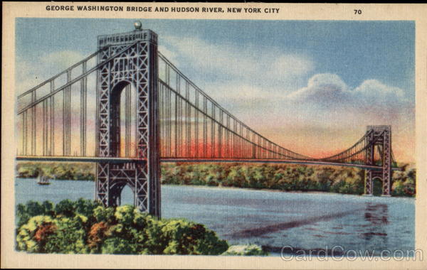 George Washington Bridge And Hudson River New York City