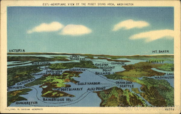 Aeroplane View Of The Puget Sound Area Seattle Washington