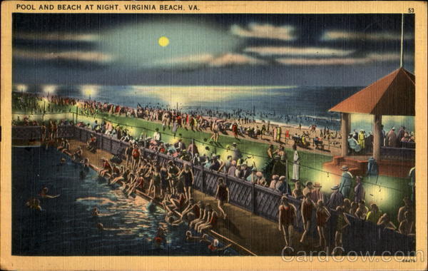 Pool And Beach At Night Virginia Beach