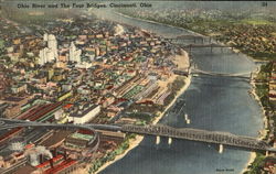 Ohio River And The Four Bridges Postcard