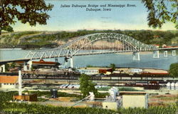 Julien Dubuque Bridge And Mississippi River Iowa Postcard Postcard