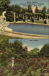 Italian Gardens And Wm. Penn High School Canandaigua, NY Postcard 