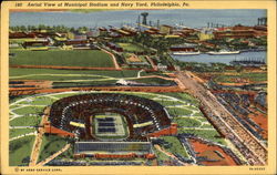 Aerial View Of Municipal Stadium And Navy Yard Postcard