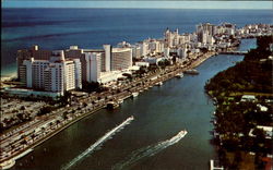 Fabulous Hotel Row Along Indian Creek Miami Beach, FL Postcard Postcard