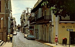 Old San Juan Street With Cristo Chapel Postcard