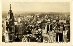 Benjamin Franklin Parkway From P. S. F. S. Bldg Postcard