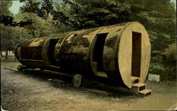 Wooden wagon with wheels Michigan Postcard Postcard