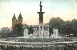 Corning Fountain And Memorial Arch Postcard