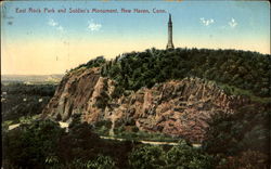 East Rock Park And Soldier's Monument New haven, CT Postcard Postcard