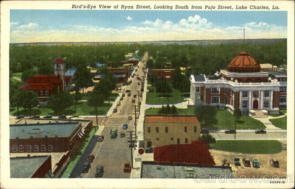 Bird's Eye View Of Ryan Street, Pujo Street Lake Charles Louisiana