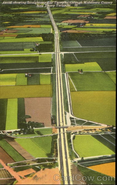 Aerial Showing Straightaway On Turnpike Scenic New Jersey