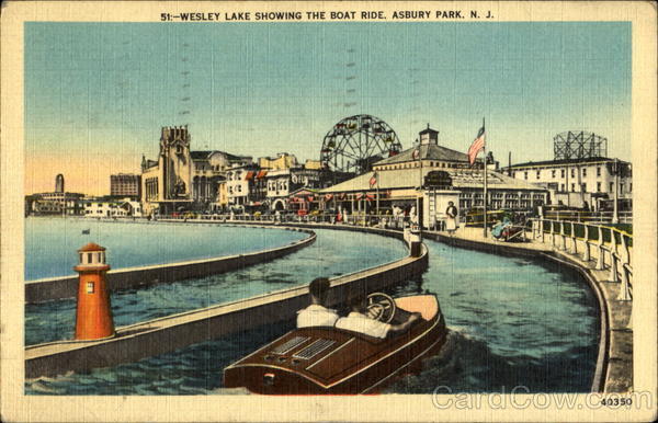 Wesley Lake Showing The Boat Ride Asbury Park New Jersey