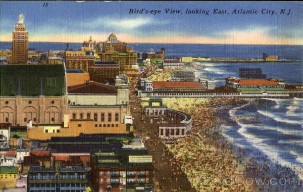 Bird's Eye View Looking East Atlantic City New Jersey