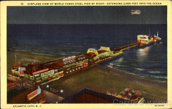 Airplane View Of World Famed Steel Pier By Night Atlantic City New Jersey