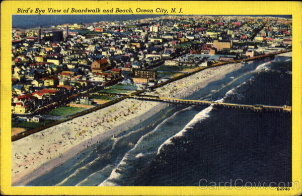 Bird's Eye View Of Boardwalk And Beach Ocean City New Jersey