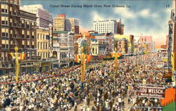 Canal Street During Mardi Gras Postcard