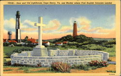 New And Old Lighthouse Cape Henry, VA Postcard Postcard