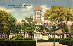 Auditorium And Stokes Monument Ocean Grove, NJ Postcard Postcard