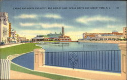 Casino And North End Hotel And Wesley Lake Asbury Park, NJ Postcard Postcard