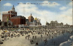 Beach Scene And Skyline Of Atlantic City Postcard