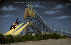Diving Horse Ocean And Steel Pier Postcard