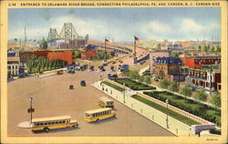 Entrance To Delaware River Bridge Camden, NJ Postcard Postcard